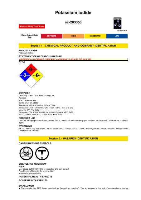 Potassium Iodide Santa Cruz Biotechnology