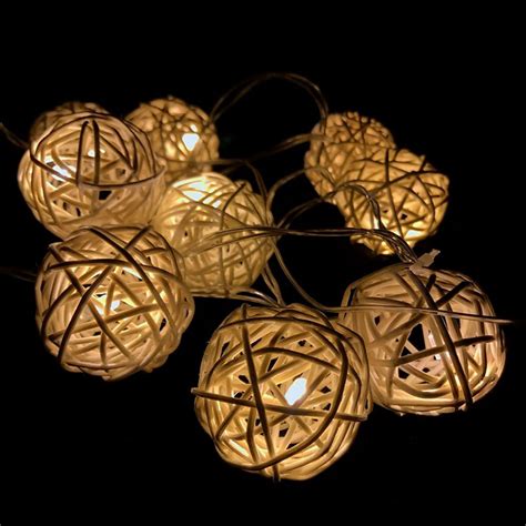 16 Leds 3 Meter Globe Rattan Ball LED String Lights Indoor Outdoor