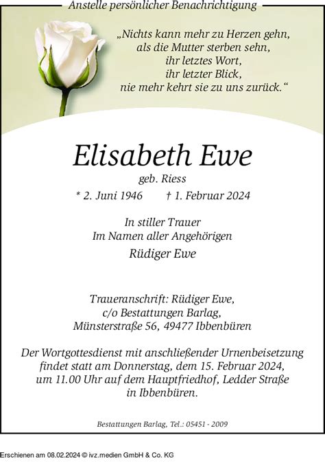 Ivz Trauer Elisabeth Ewe