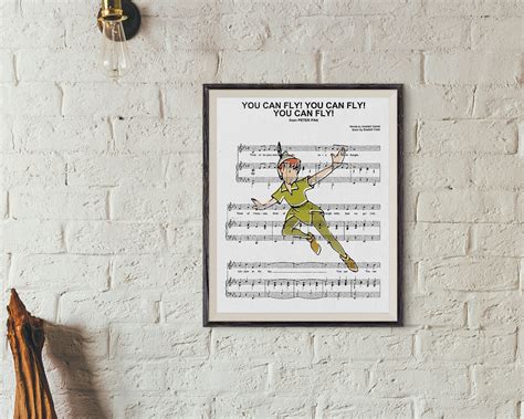 You Can Fly Sheet Music Peter Pan Poster Song Lyrics Walt | Etsy