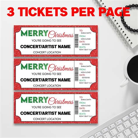 Editable Christmas Concert Ticket Printable Template Etsy