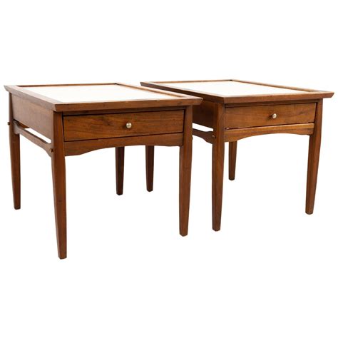 Midcentury Walnut And Travertine End Tables Gordon S Fine Furniture