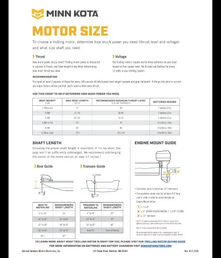 Trolling Motor Length Chart