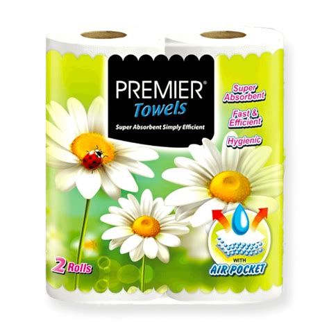 Premier Towels Super Absorbent Simply Efficient With Air Pocket 2 Rolls