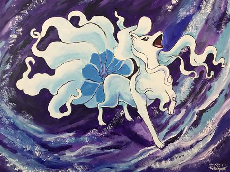 Alolan Ninetales Pokemon Fan Art Handmade Acrylic Painting - Etsy