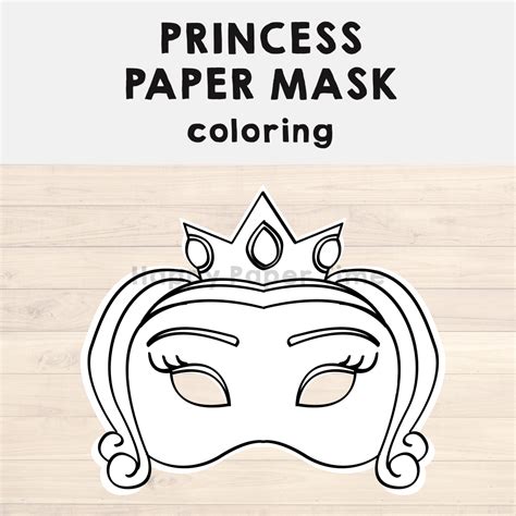 Princess Paper Mask Printable Fairytale Coloring Craft Activity Costume