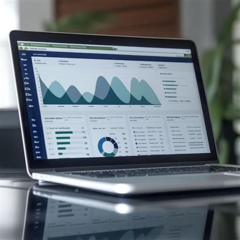 Laptop Displaying A Data Analysis Report With Charts And Graphs