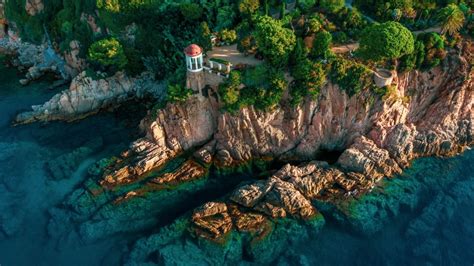 marimurtra botanical garden summer aerial view  costa brava coast