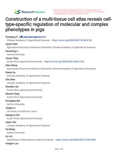 PDF Construction Of A Multi Tissue Cell Atlas Reveals Cell Type