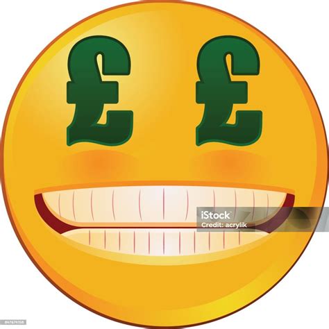 Emoji With British Sterling Pound Sign Eyes Vector Stock Illustration ...