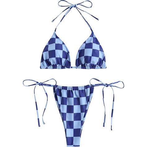 7 Mo Finance ZAFUL Womens Triangle Bikini Sets High Cut Tie Side 2