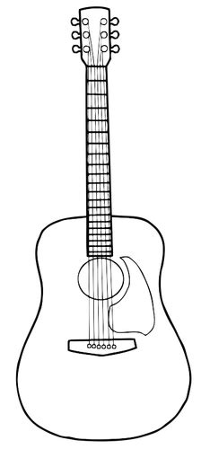 Simple Line Art Vector Image Of Acoustic Guitar Public Domain Vectors