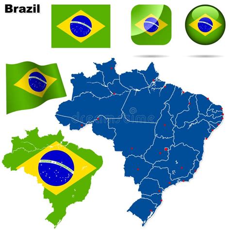 Mapa Simple Plano Del Brasil Ilustración Del Vector Ilustración De