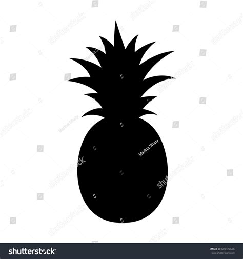 Pineapple Tropical Fruit Vector Illustration Black Stock Vector