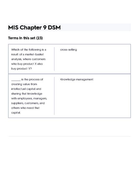 MIS Chapter 9 DSM Flashcards Quizlet MIS Chapter 9 DSM Terms In This