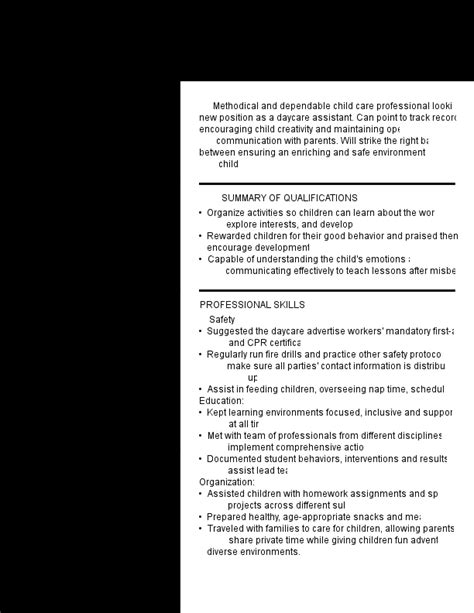 Day Care Assistant Resume Examples For 2024 Template And Guide