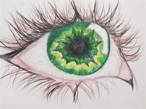 Green eye drawing by wolpyyartz on DeviantArt