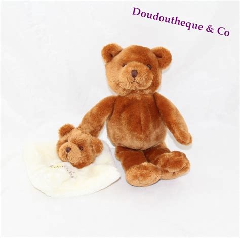 Doudou Ours Baby Nat Marron Avec Son Doudou Mouchoir Cm Sos