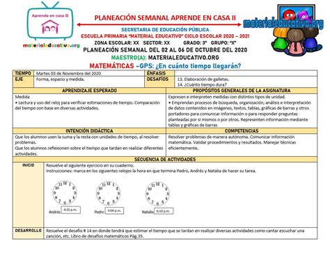 Ejemplo Planeacion Primaria 3er Grado Aprende En Casa 01 Reverasite