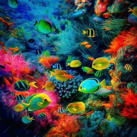 Premium Ai Image Brightly Colored Fish Swimming In A Coral Reef With