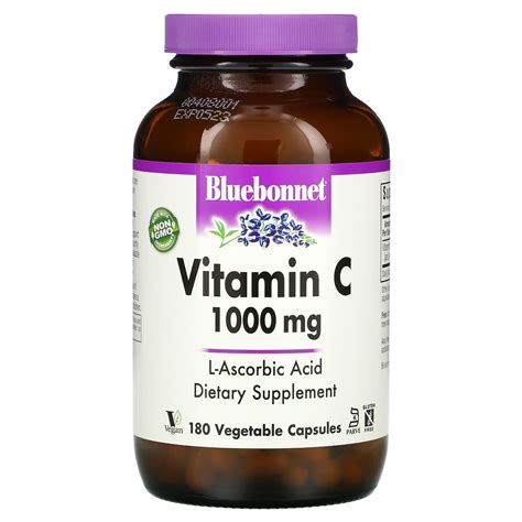 Bluebonnet Nutrition, Vitamin C, 1,000 mg, 180 Vegetable Capsules