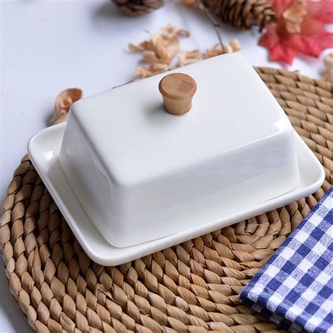 White Ceramic Rectangular Butter Dish Tableware Butter Dish Dishes