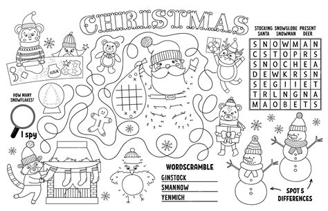 Premium Vector Vector Christmas Placemat For Kids Winter Holiday