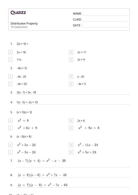 6th Grade Distributive Property Worksheets Worksheets Library