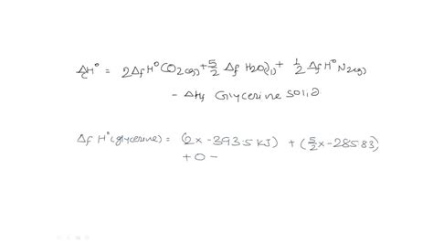 Solved The Standard Enthalpy Of Combustion Of The Solid Glycine The