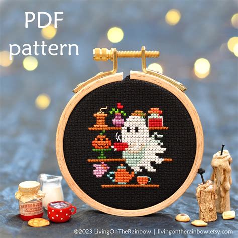 Kitchen Ghost Cross Stitch Ghost Cross Stitch Pattern Cute Ghost