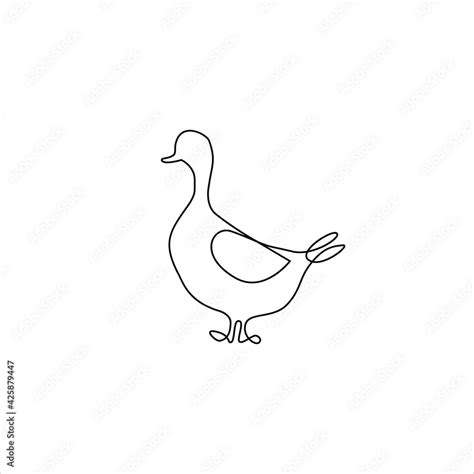 Minimalistic One Line Goose Or Duck Icon Line Drawing Swan Tattoo