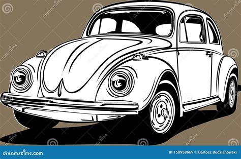 Classic Vintage Retro Car Image Vw Bug Stock Vector Illustration Of