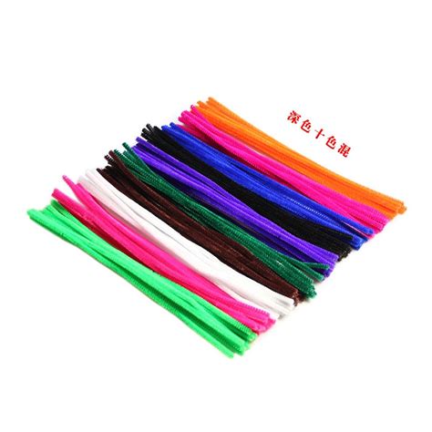 100PCS Fuzzy Wire Flower DIY Chenille Stem Pipe Cleaners Rods Craft Toy