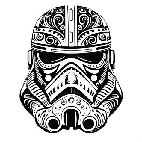 Premium Photo | A black and white drawing of a storm trooper helmet ...