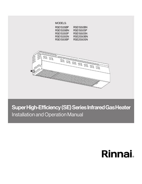 Rinnai Rse S Sp User Manual English Pages