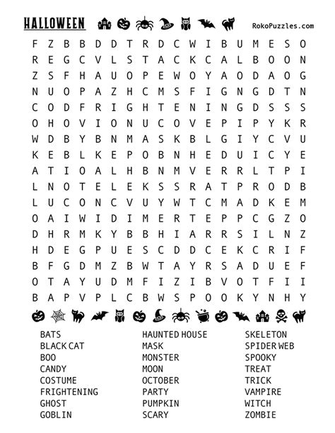 Halloween Word Search Printable Large