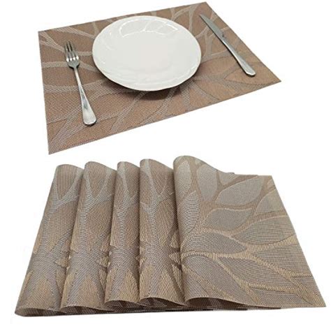 Tennove Placemats Set of 6, Washable Placemats PVC Cross Weave Woven ...