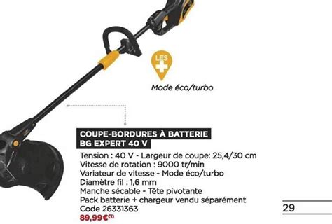 Promo Coupe bordures à batterie bg expert 40v chez Bricomarché