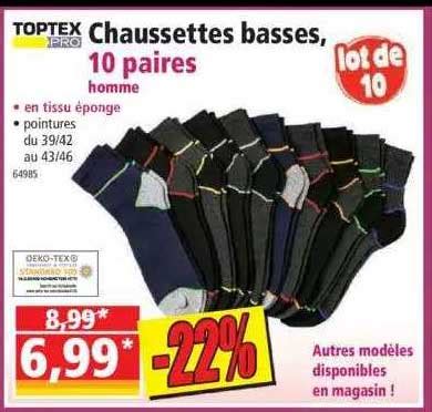 Promo Chaussettes Basses Paires Homme Toptex Pro Chez E Leclerc