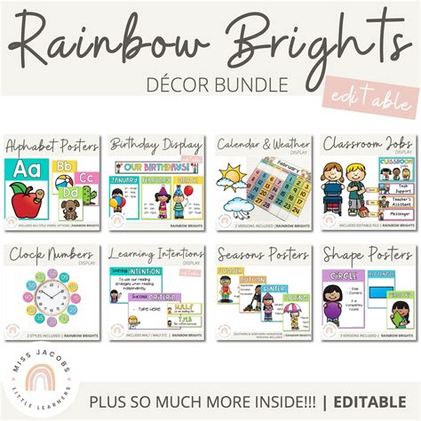 Rainbow Brights Classroom Decor Bundle Etsy