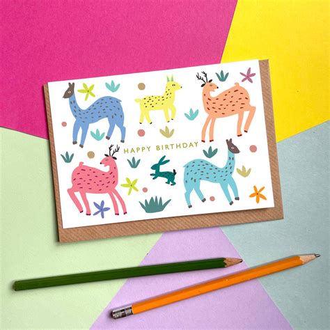 Happy Birthday Fawn Card Handmade Nottingham