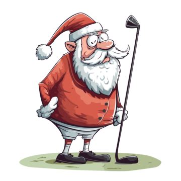 Santa Golfing Sticker Clipart Cartoon Christmas Santa Claus With Golf