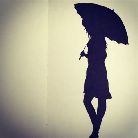 Couple Kissing Under Umbrella Silhouette Stencil