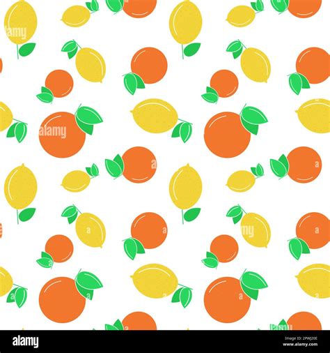 Seamless Pattern With Lemons And Oranges Vector Repeating Pattern