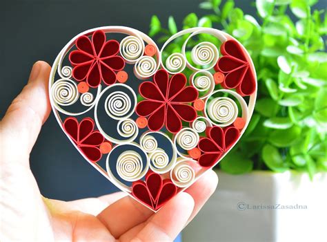 Love Heart Valentine Day Quilling Paper Art Wedding Etsy