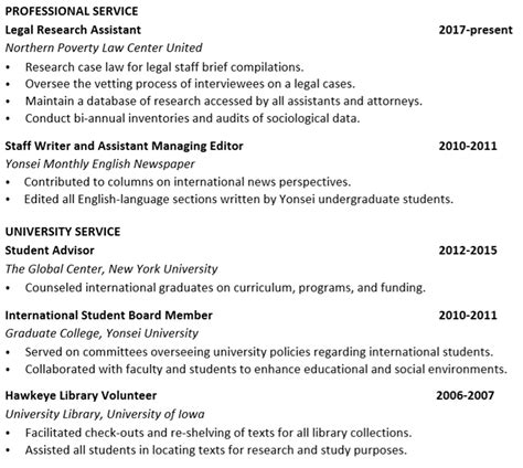 Sample Graduate Cv For Academic And Research Positions Wordvice