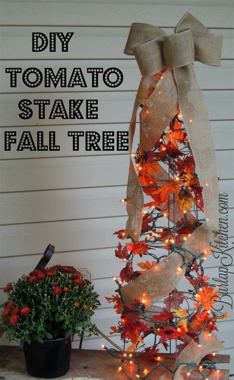 DIY Tomato Stake Fall Tree Burlap Kitchen