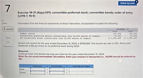 Solved Exercise 19 21 Algo Eps Convertible Preferred