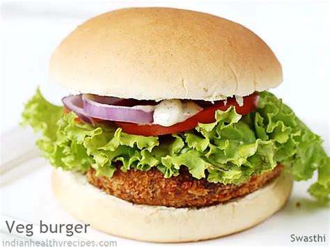 Veg Burger Recipe (Veggie Burger) - Swasthi's Recipes