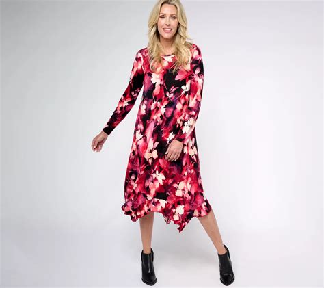 LOGO By Lori Goldstein Printed Rayon 230 Ruffle Hem Dress QVC